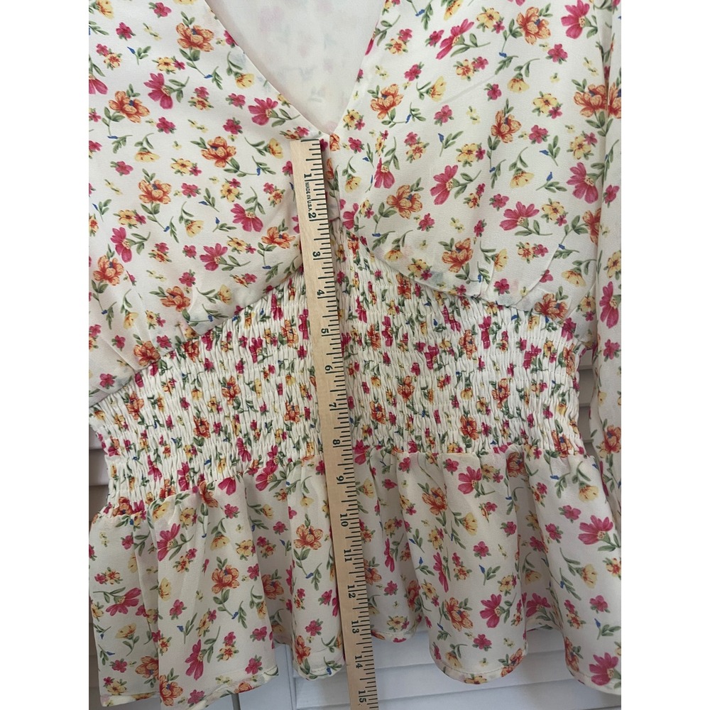 Lost + Wander Floral Smocked Cottagecore Coquette Girlhood Top - Picture 10 of 10